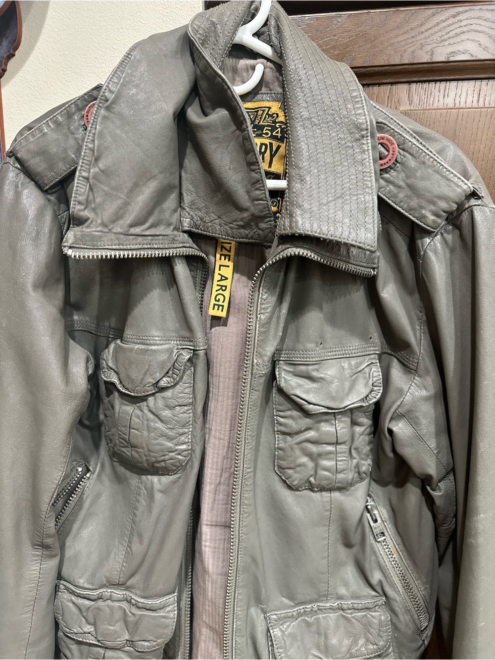 Superdry multi pocket Men's Military-Style Jacket in Sage Gray